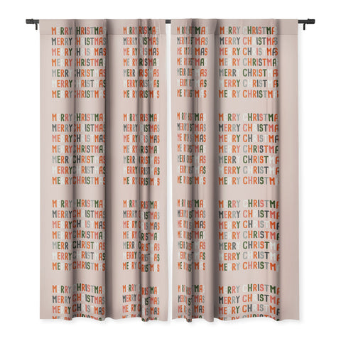 BlueLela Merry Christmas and Happy New Year Pink Blackout Window Curtain