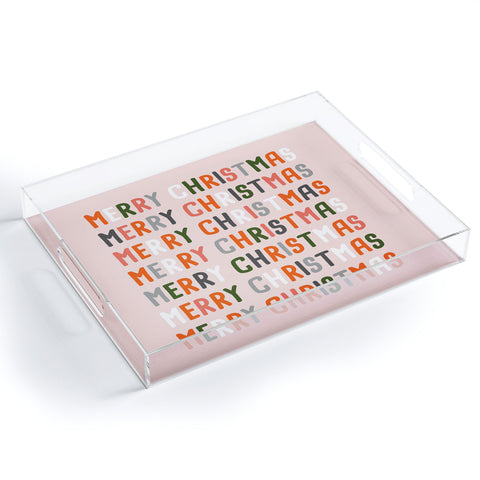 BlueLela Merry Christmas and Happy New Year Pink Acrylic Tray