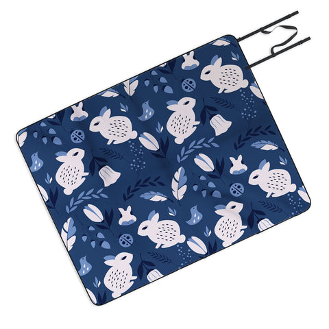 BlueLela Rabbits and Flowers 003 Picnic Blanket