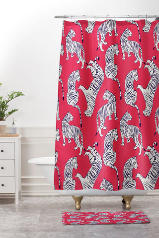 BlueLela Tiger Pattern 004 Shower Curtain And Mat