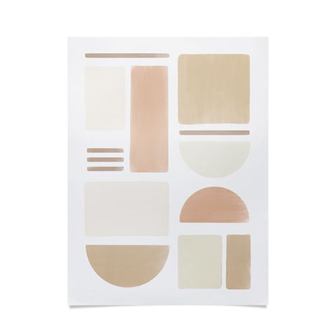 Bohomadic.Studio Geometric Shapes in Creme and Soft Pink Poster