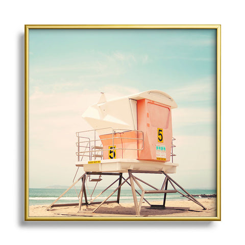 Bree Madden Beach Tower 5 Metal Square Framed Art Print