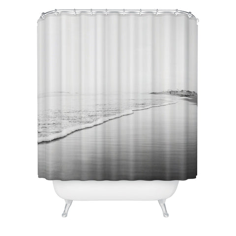 Bree Madden Black And White Beach Print Ombre Shore Shower Curtain