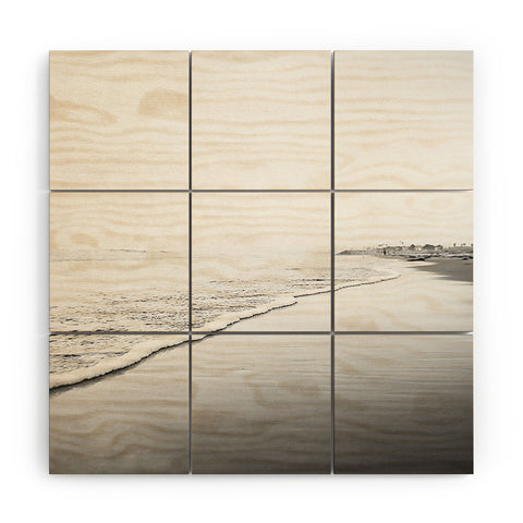 Bree Madden Black And White Beach Print Ombre Shore Wood Wall Mural