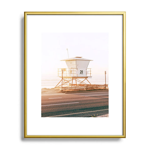 Bree Madden Carlsbad Beach Tower Metal Framed Art Print