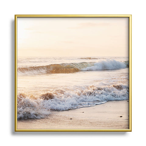 Bree Madden Golden Waves Square Metal Framed Art Print
