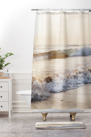 Bree Madden Golden Waves Shower Curtain And Mat