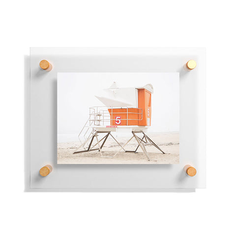 Bree Madden Orange Beach Tower Floating Acrylic Print