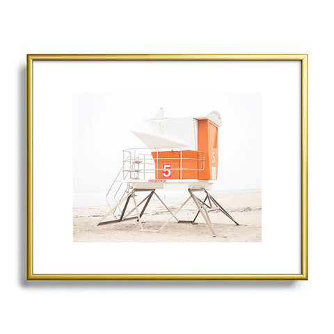 Bree Madden Orange Beach Tower Metal Framed Art Print
