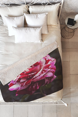Bree Madden Painting Roses Red Fleece Throw Blanket