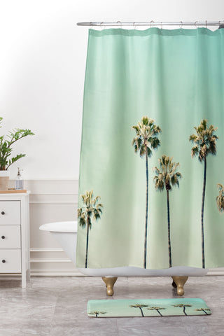 Bree Madden Palm Tree Ombre Shower Curtain And Mat