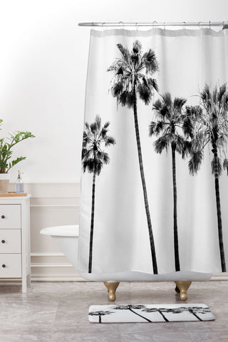 Bree Madden Palm Trees BW Shower Curtain And Mat