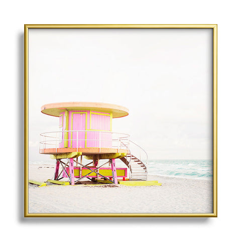 Bree Madden Pink Miami Square Metal Framed Art Print