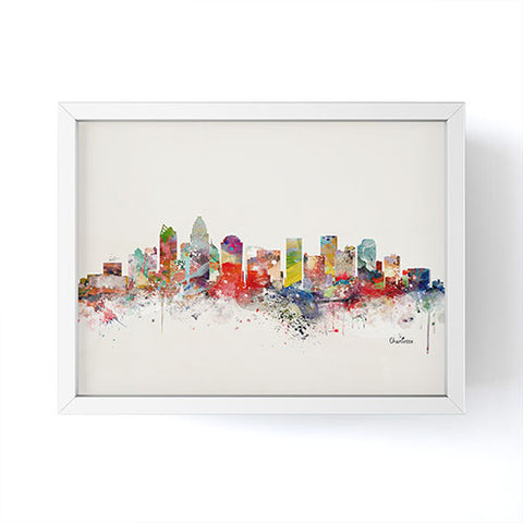 Brian Buckley charlotte city skyline Framed Mini Art Print