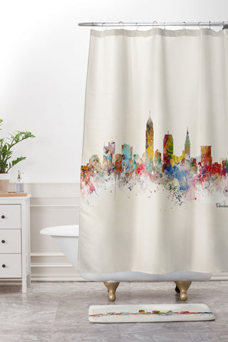 Brian Buckley cleveland ohio skyline Shower Curtain And Mat