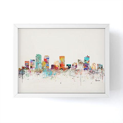 Brian Buckley denver colorado skyline Framed Mini Art Print