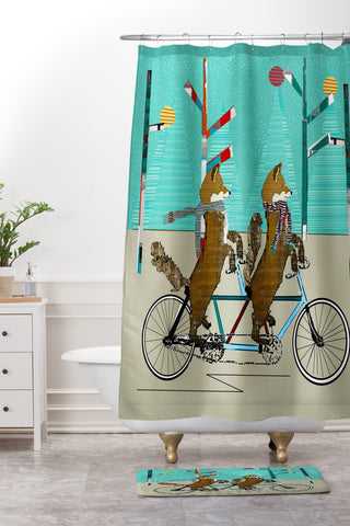 Brian Buckley Foxy Days Lets Tandem Shower Curtain And Mat