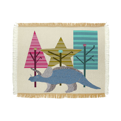 Brian Buckley Happy Trees Triceratops Throw Blanket