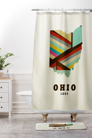 Brian Buckley ohio state map modern Shower Curtain And Mat