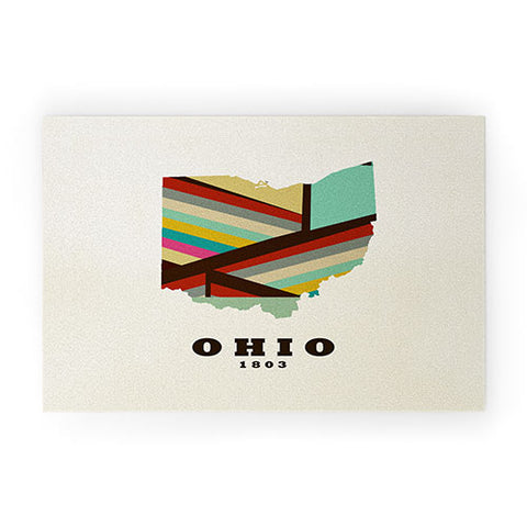 Brian Buckley ohio state map modern Welcome Mat