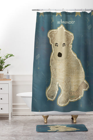Brian Buckley Schnauzer Puppy Shower Curtain And Mat