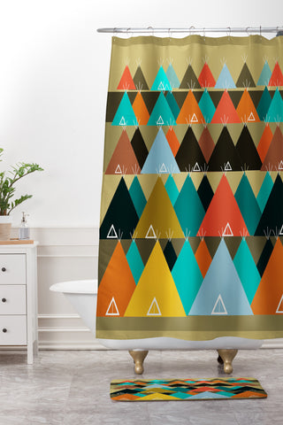 Brian Buckley Tipi Mountain Shower Curtain And Mat
