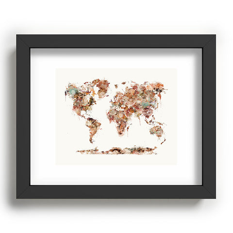 Brian Buckley world map watercolor Recessed Framing Rectangle