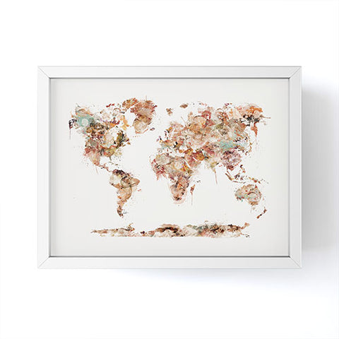 Brian Buckley world map watercolor Framed Mini Art Print
