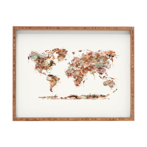 Brian Buckley world map watercolor Rectangular Tray