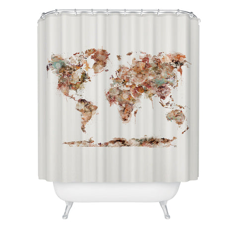 Brian Buckley world map watercolor Shower Curtain