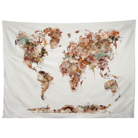 Brian Buckley world map watercolor Tapestry