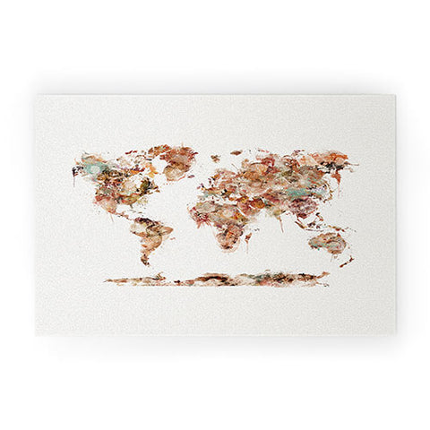 Brian Buckley world map watercolor Welcome Mat