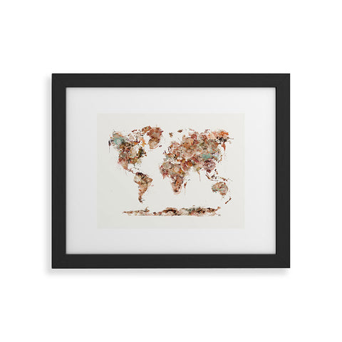 Brian Buckley world map watercolor Framed Art Print