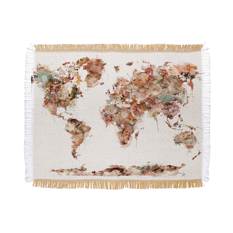 Brian Buckley world map watercolor Throw Blanket