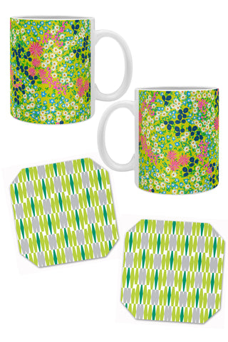 Bright Green Mug and Coaster Set