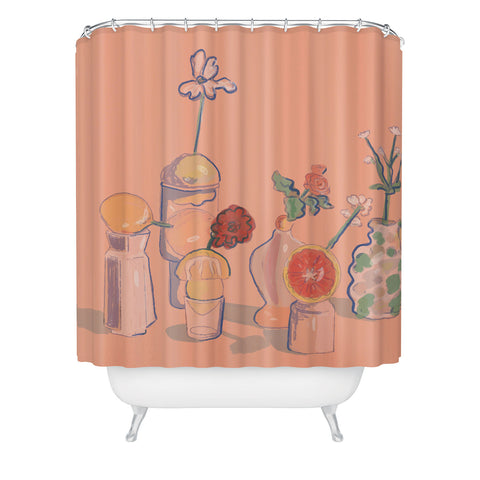 Britt Does Design Orange Vases Shower Curtain