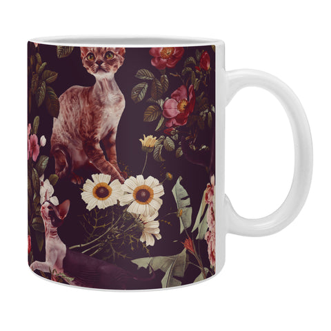 Burcu Korkmazyurek Cat and Floral Pattern Coffee Mug