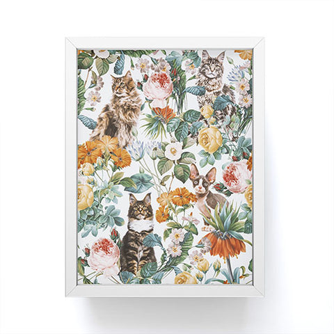 Burcu Korkmazyurek Cat and Floral Pattern III Framed Mini Art Print