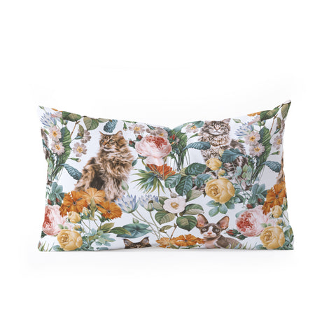Burcu Korkmazyurek Cat and Floral Pattern III Oblong Throw Pillow