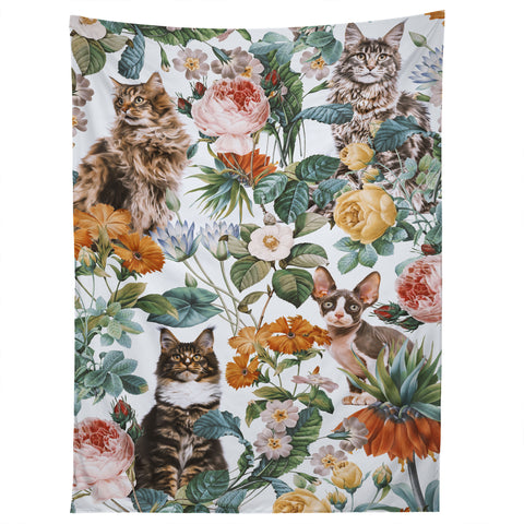 Burcu Korkmazyurek Cat and Floral Pattern III Tapestry