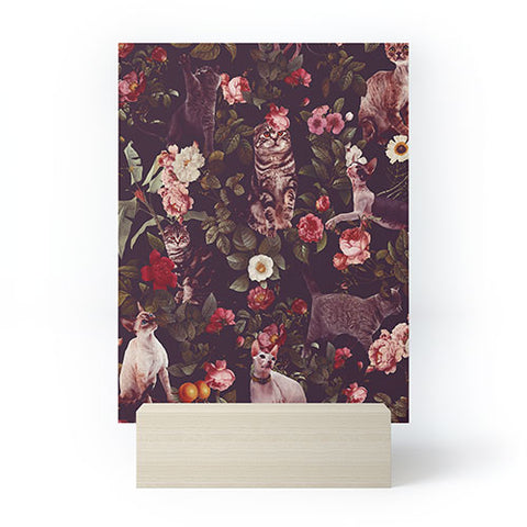 Burcu Korkmazyurek Cat and Floral Pattern Mini Art Print
