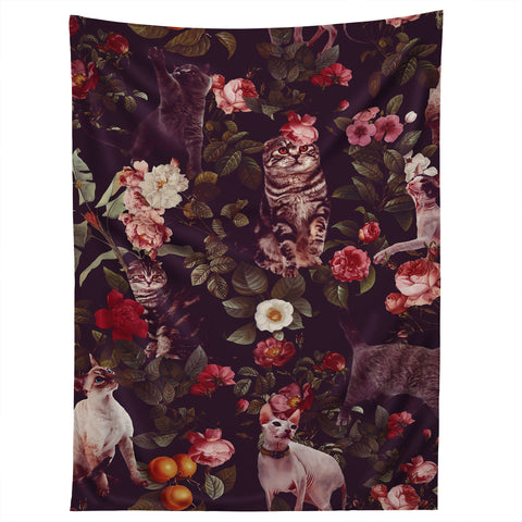 Burcu Korkmazyurek Cat and Floral Pattern Tapestry