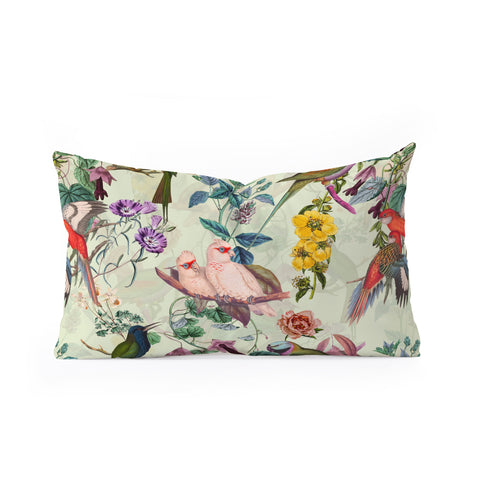 Burcu Korkmazyurek Floral and Birds VIII Oblong Throw Pillow
