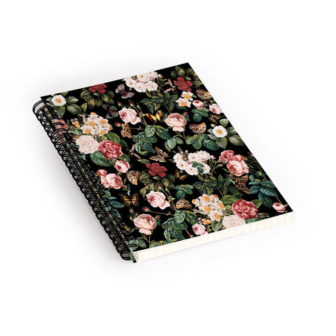 Burcu Korkmazyurek Floral and Butterflies Spiral Notebook