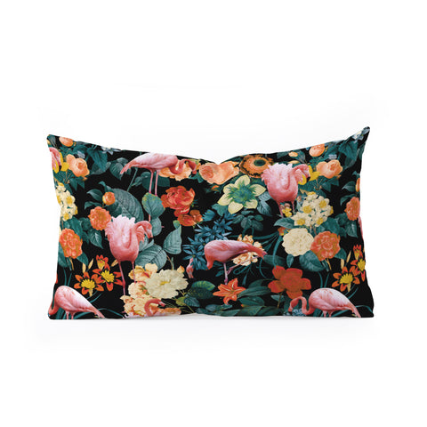 Burcu Korkmazyurek Floral and Flamingo II Oblong Throw Pillow