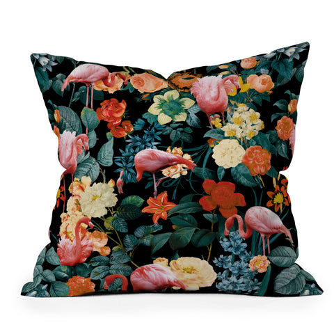 Burcu Korkmazyurek Floral and Flamingo II Throw Pillow