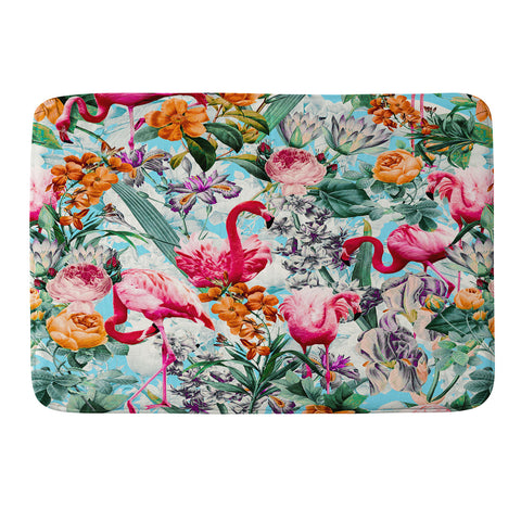 Burcu Korkmazyurek Floral and Flamingo VII Memory Foam Bath Mat