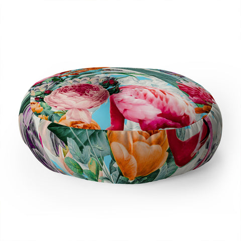 Burcu Korkmazyurek Floral and Flamingo VII Floor Pillow Round