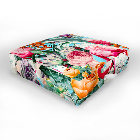 Burcu Korkmazyurek Floral and Flamingo VII Outdoor Floor Cushion