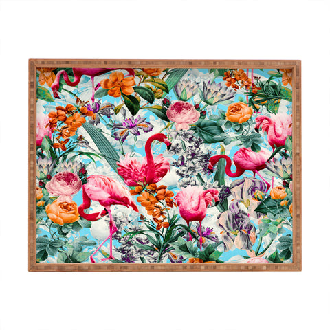 Burcu Korkmazyurek Floral and Flamingo VII Rectangular Tray